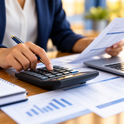 Professional Desk Accounting Close-Up