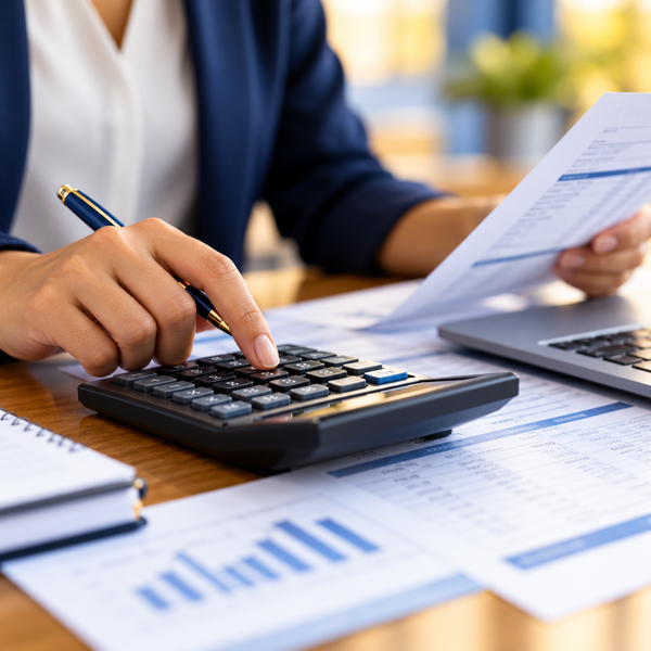 Professional Desk Accounting Close-Up